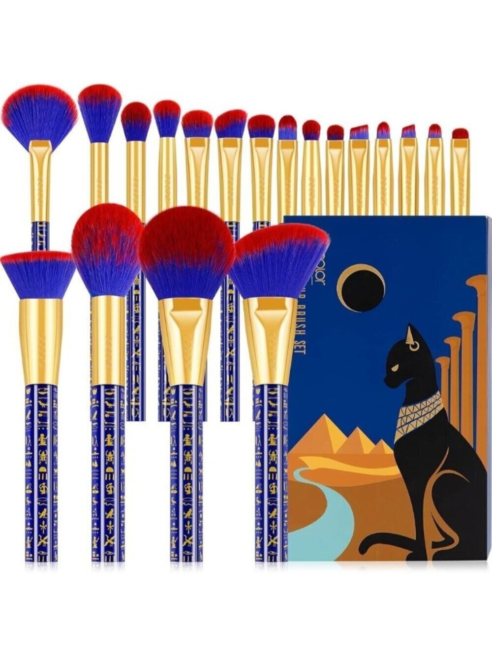 🆕 Makeup Brushes 19Pcs Ancient Egyptian Premium Foundation Contour Blush Liner